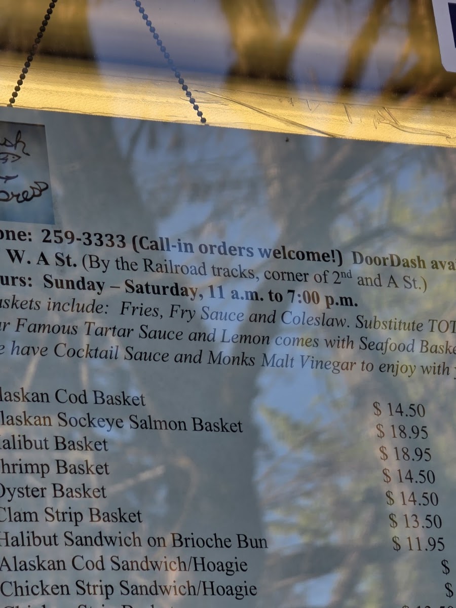 Fish Express menu board