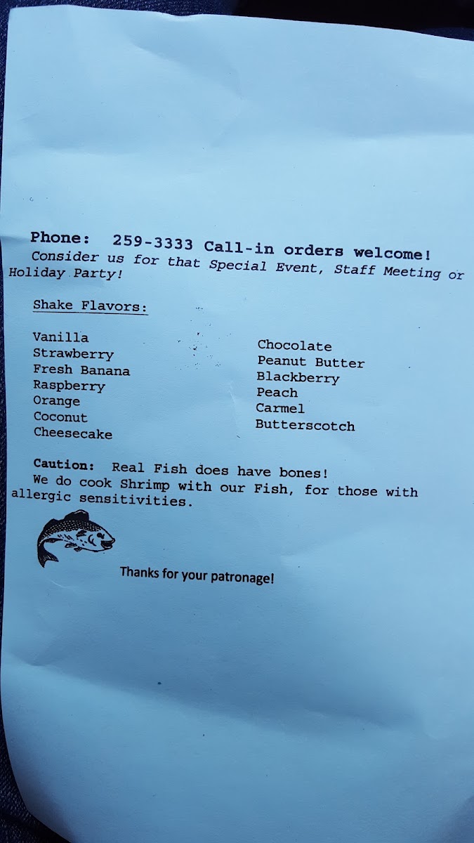 Fish Express menu board