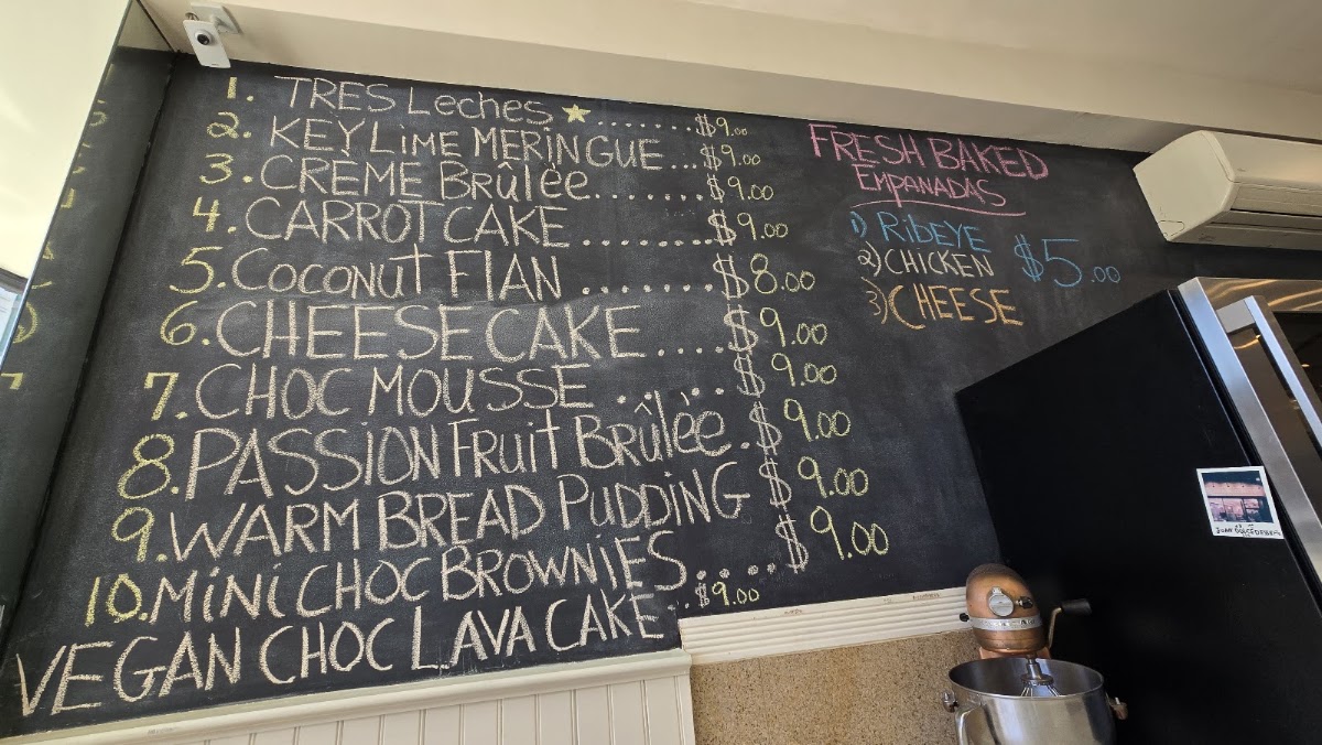 Juan Dulce Desserts LLC menu board