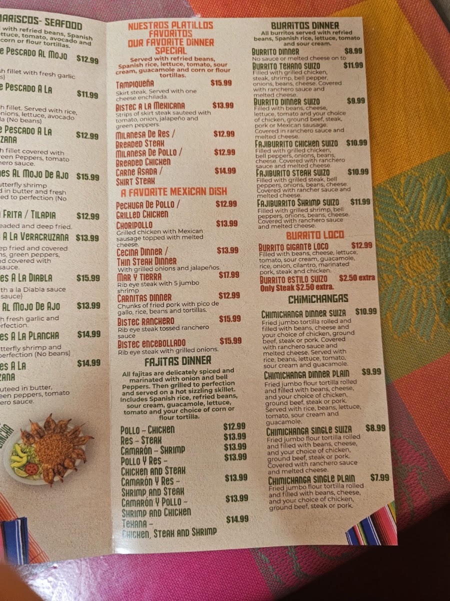 El Burrito Loco menu board