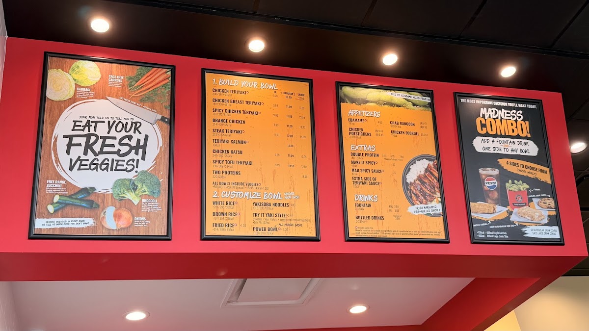 Teriyaki Madness menu board