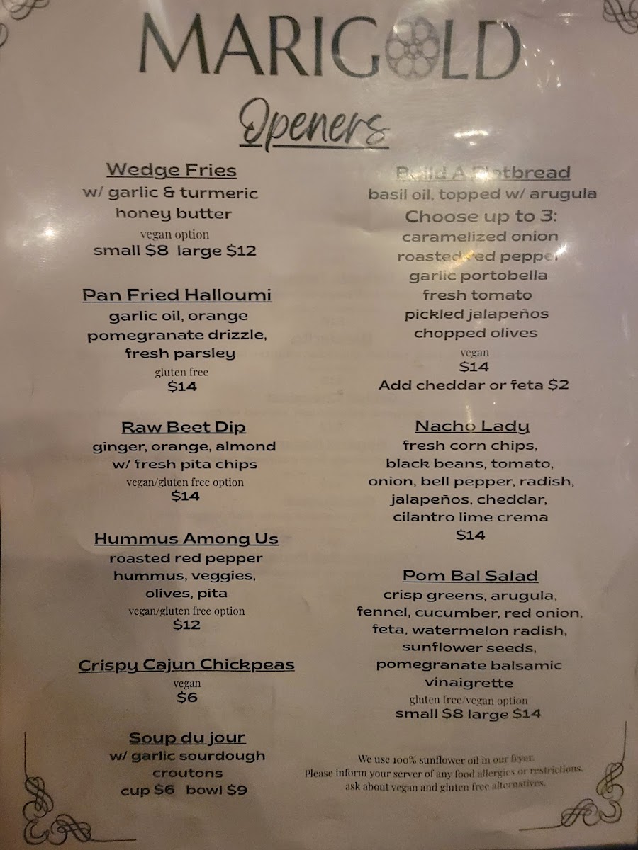 Marigold menu board