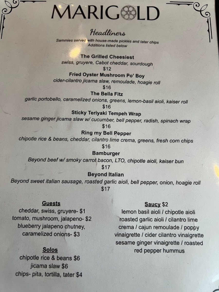 Marigold menu board