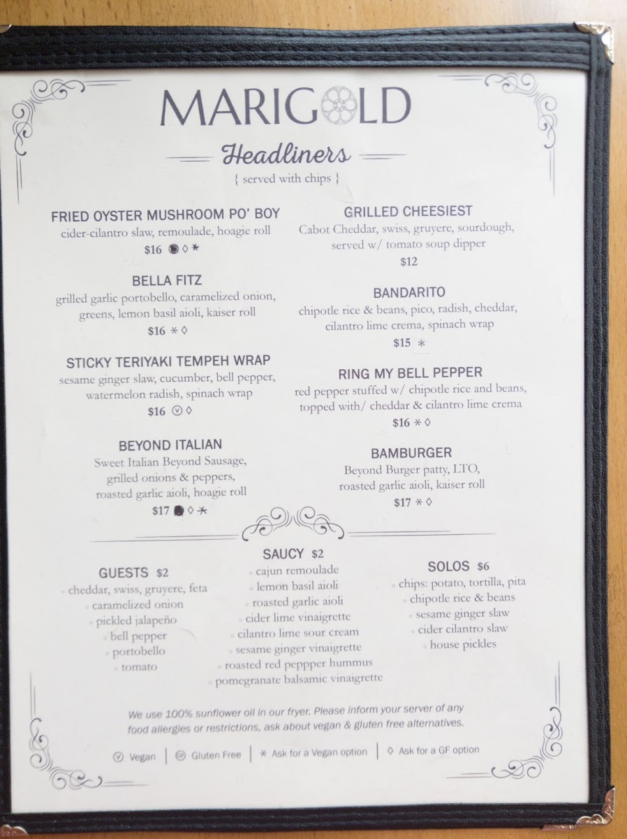 Marigold menu board