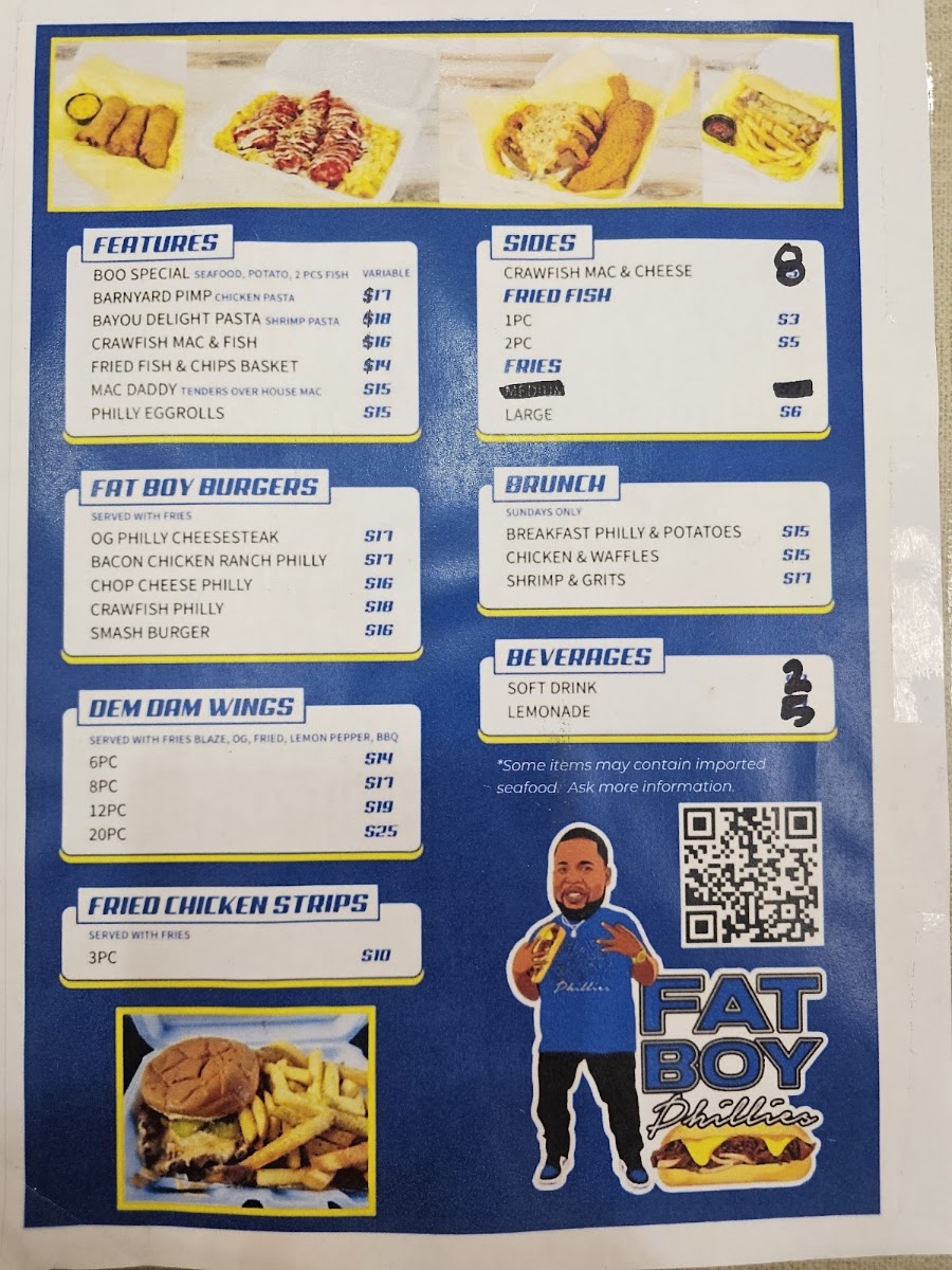 Fat Boy Phillies menu board