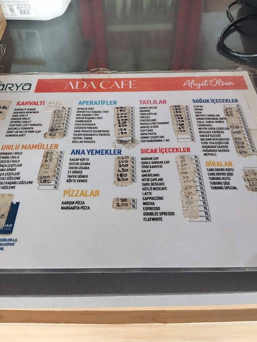 Ada Cafe menu board