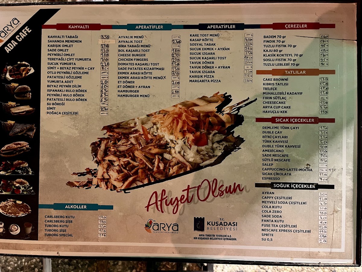Ada Cafe menu board