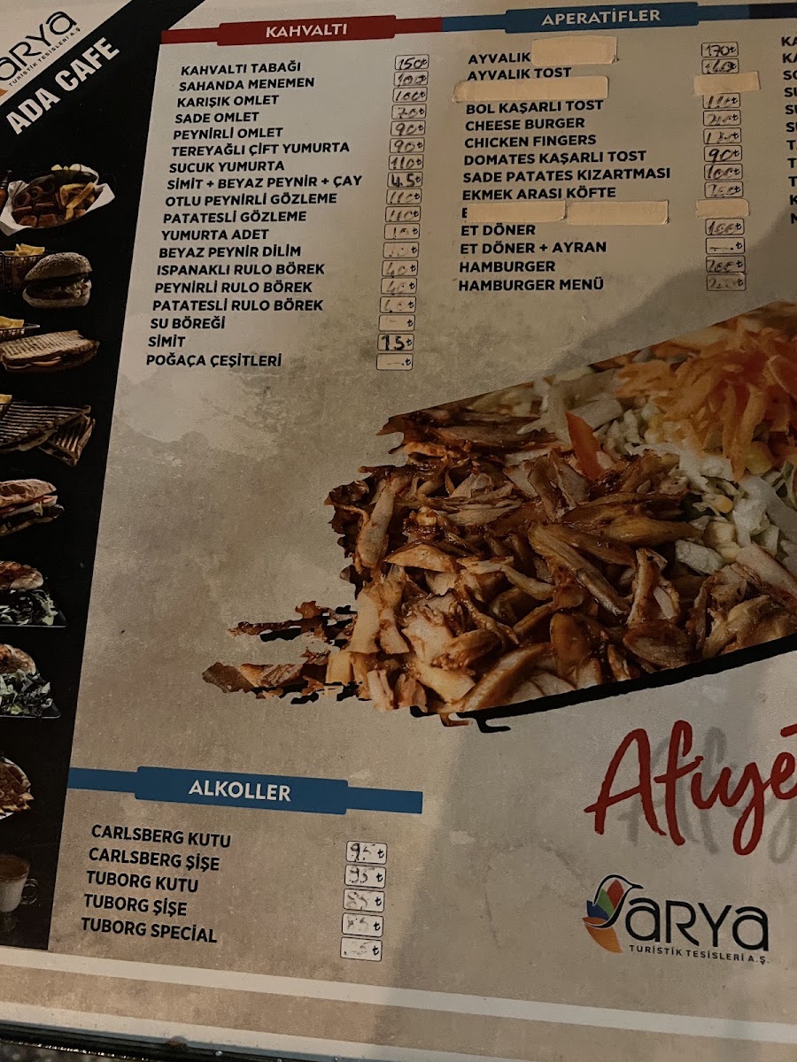 Ada Cafe menu board
