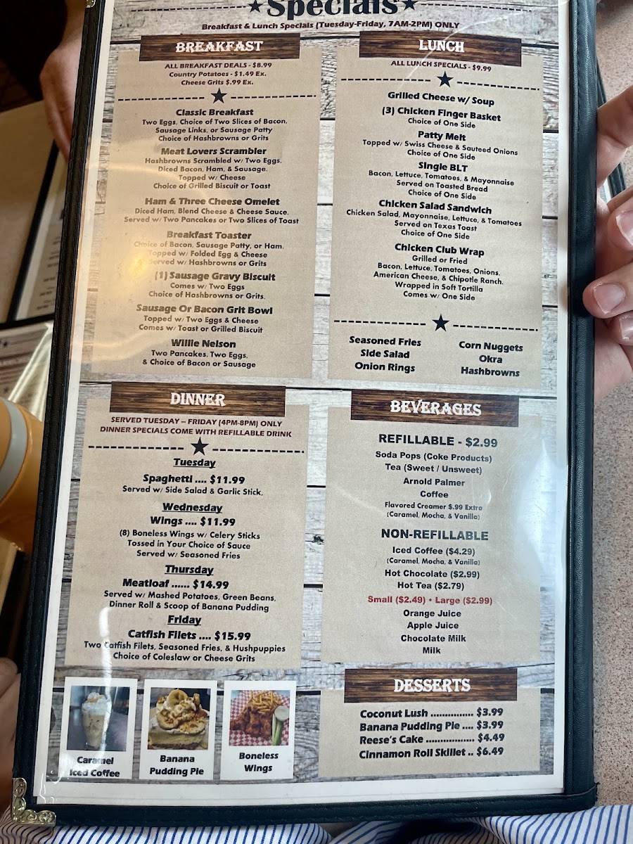 Vittles Cafe menu board