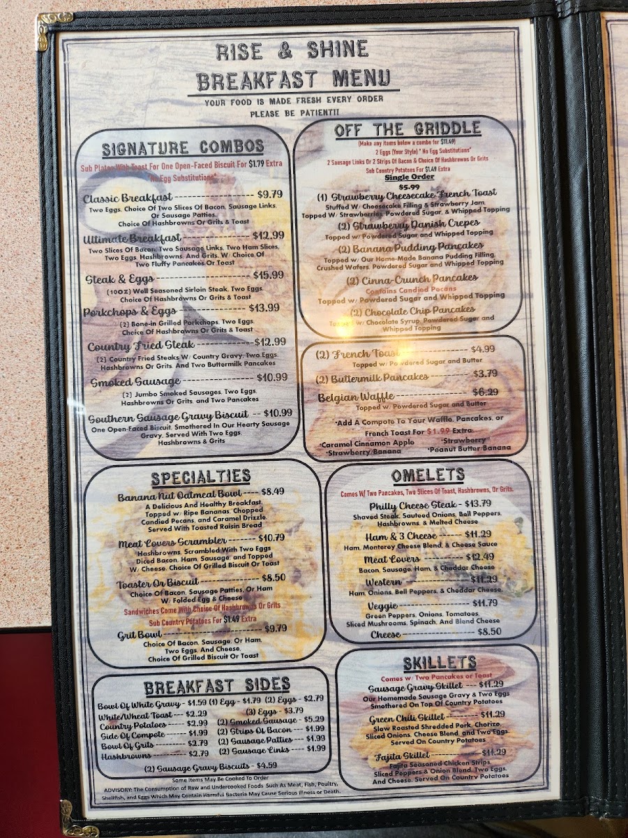Vittles Cafe menu board