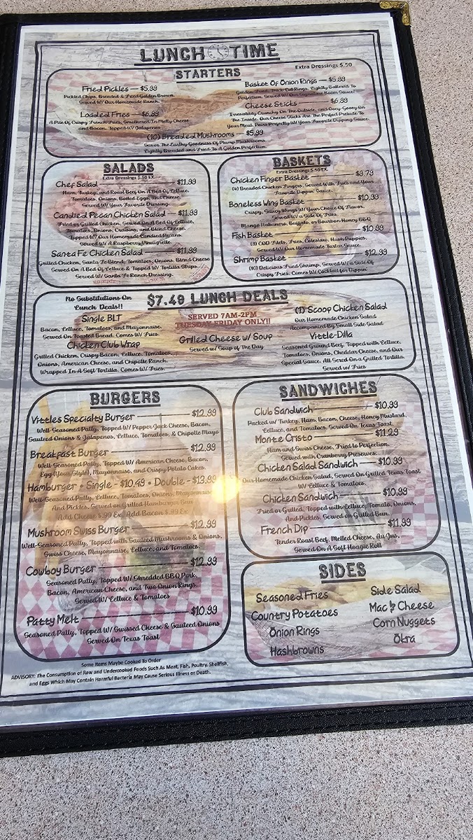 Vittles Cafe menu board