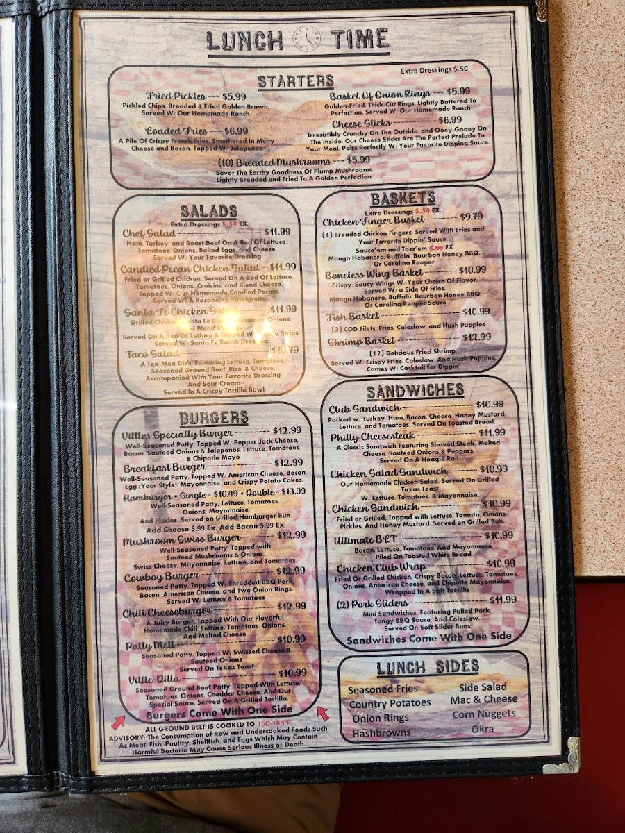 Vittles Cafe menu board