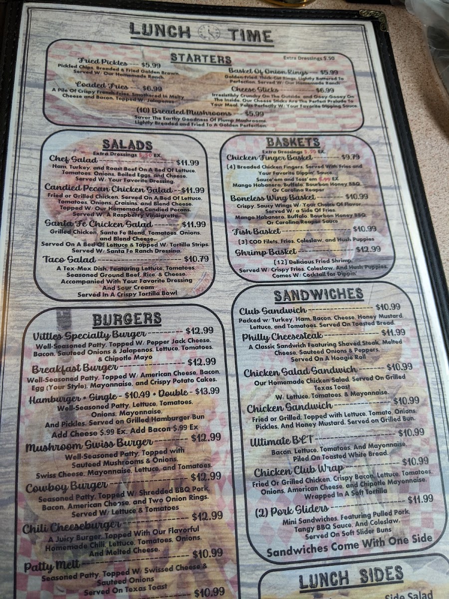 Vittles Cafe menu board