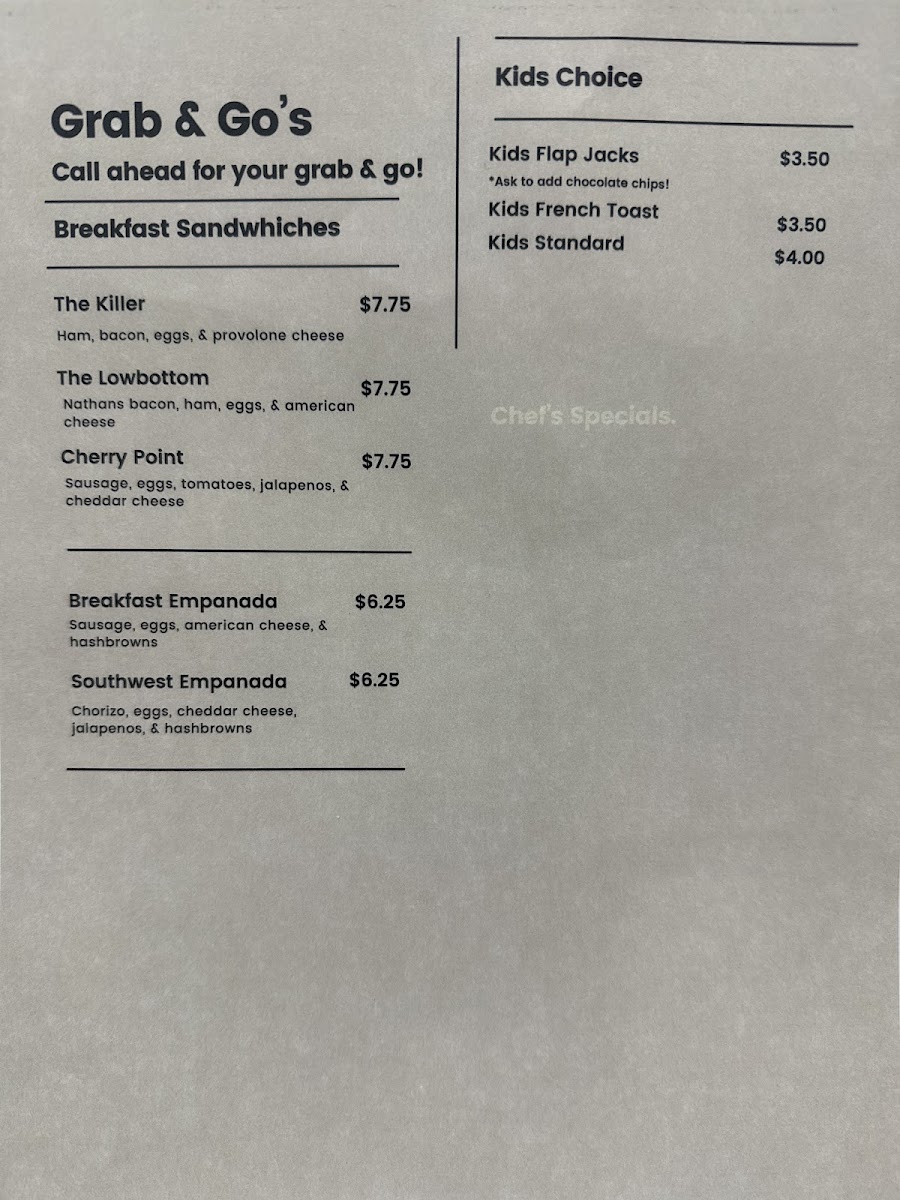 Half Day Cafe menu board