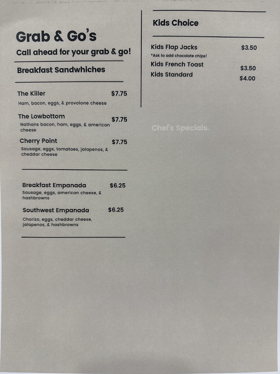 Half Day Cafe menu board
