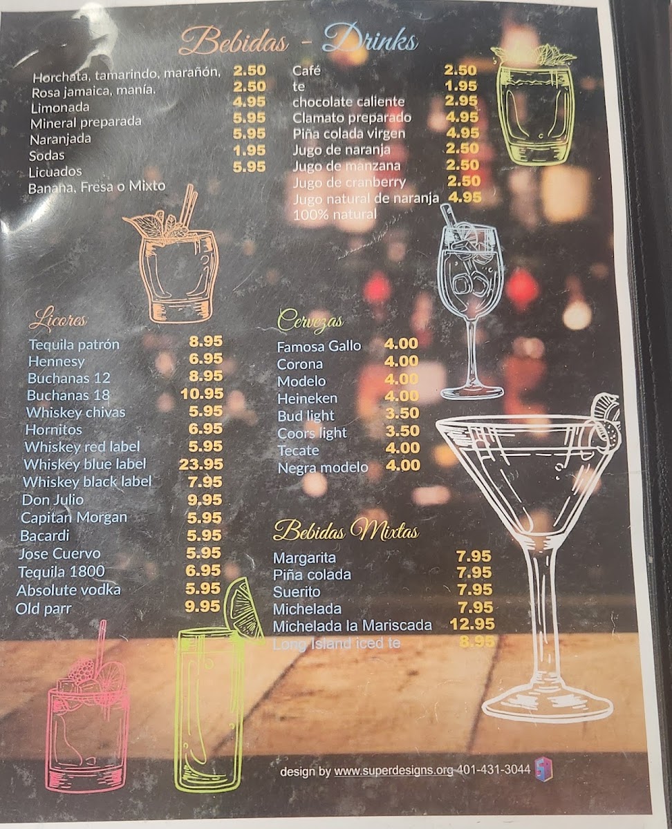 La Mariscada Restaurant & Bar menu board