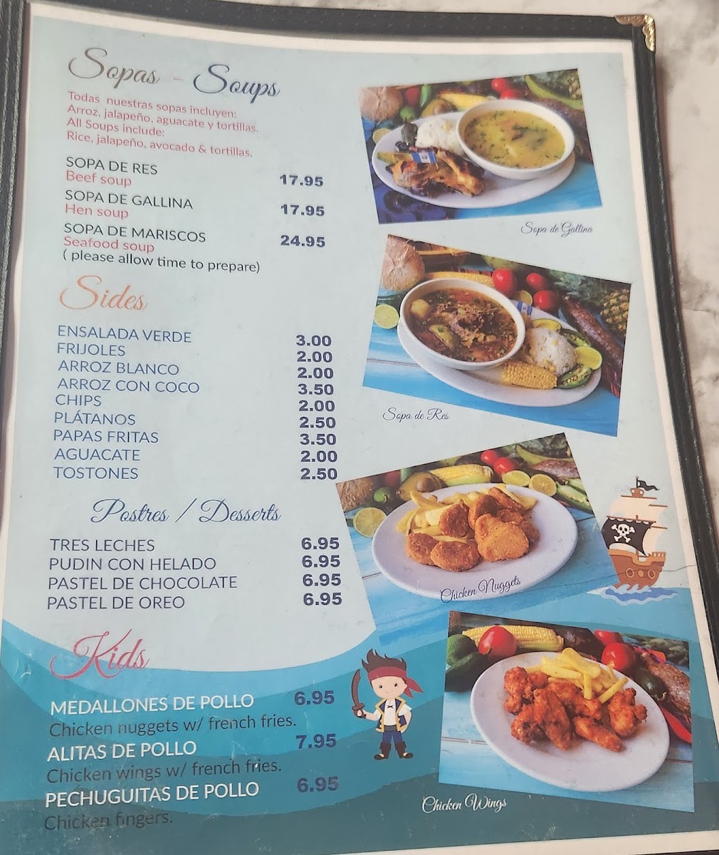 La Mariscada Restaurant & Bar menu board