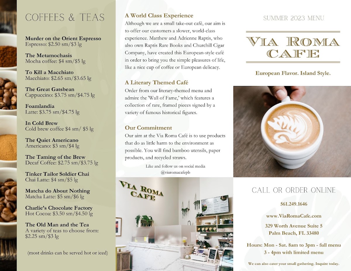 Via Roma Cafe menu board