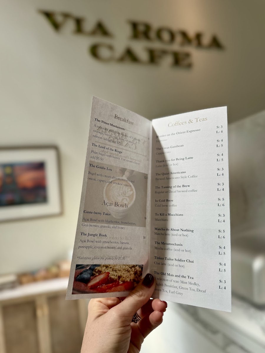Via Roma Cafe menu board