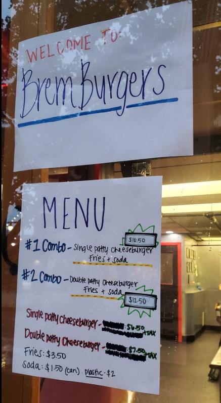Brem Burgerz menu board