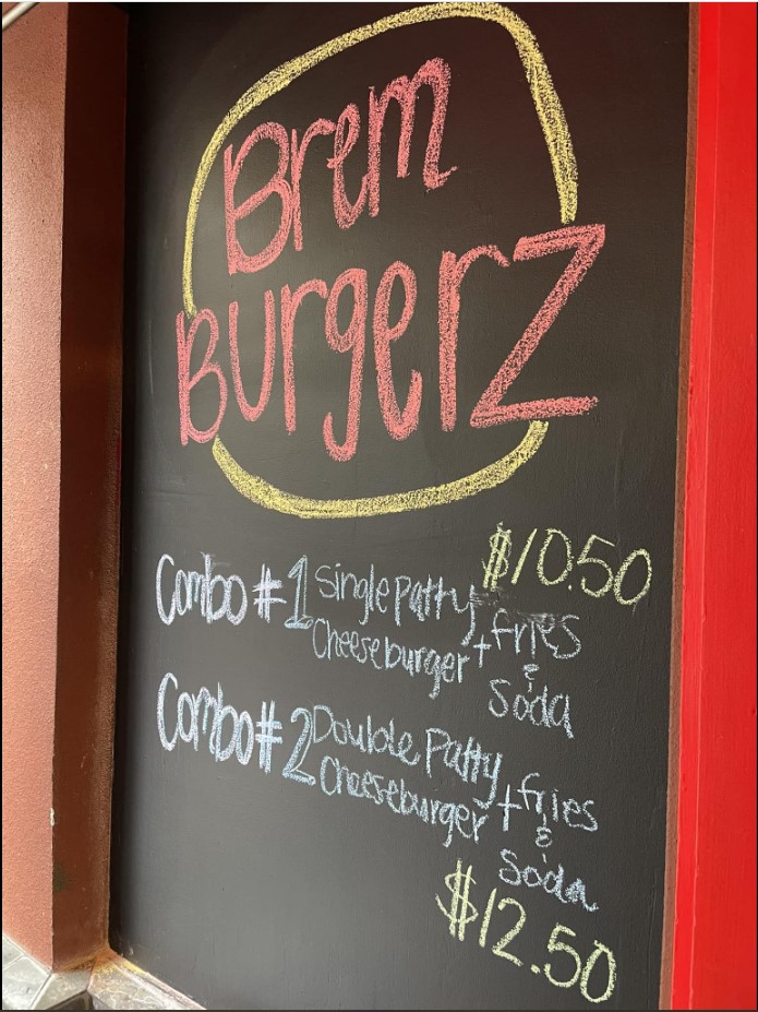 Brem Burgerz menu board