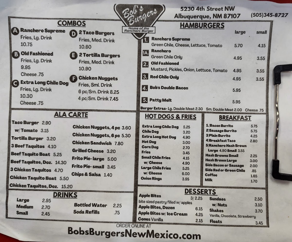Bob's Burgers menu board
