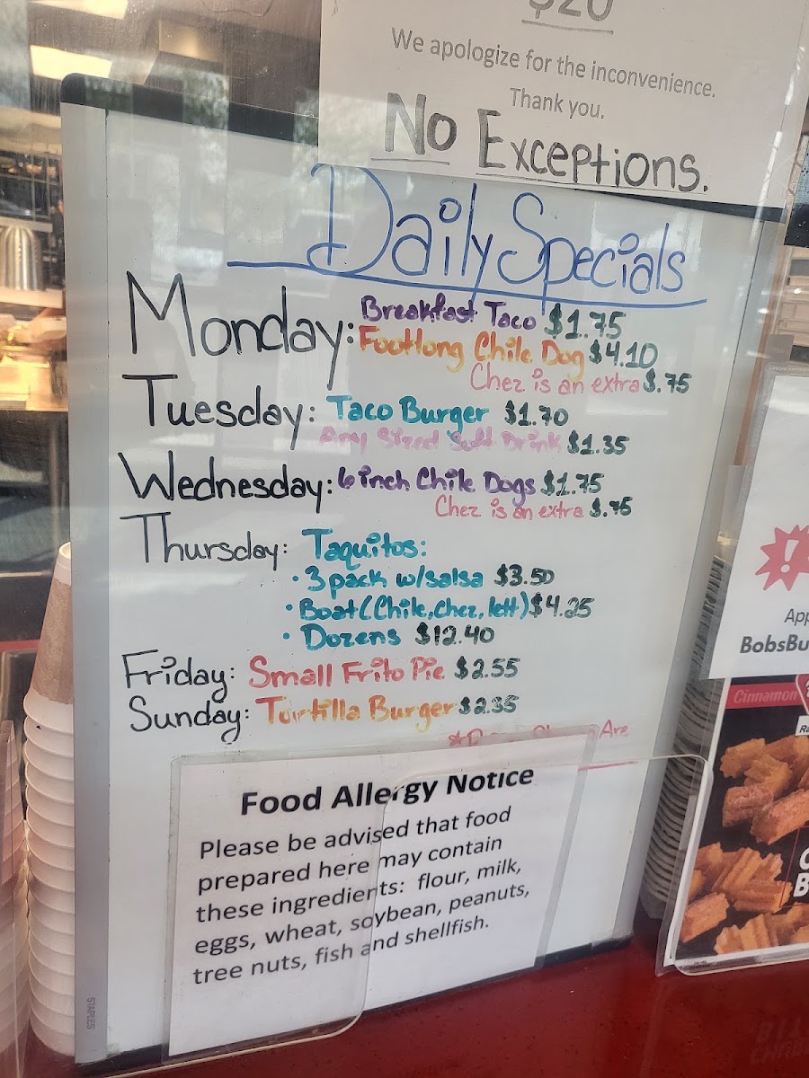 Bob's Burgers menu board