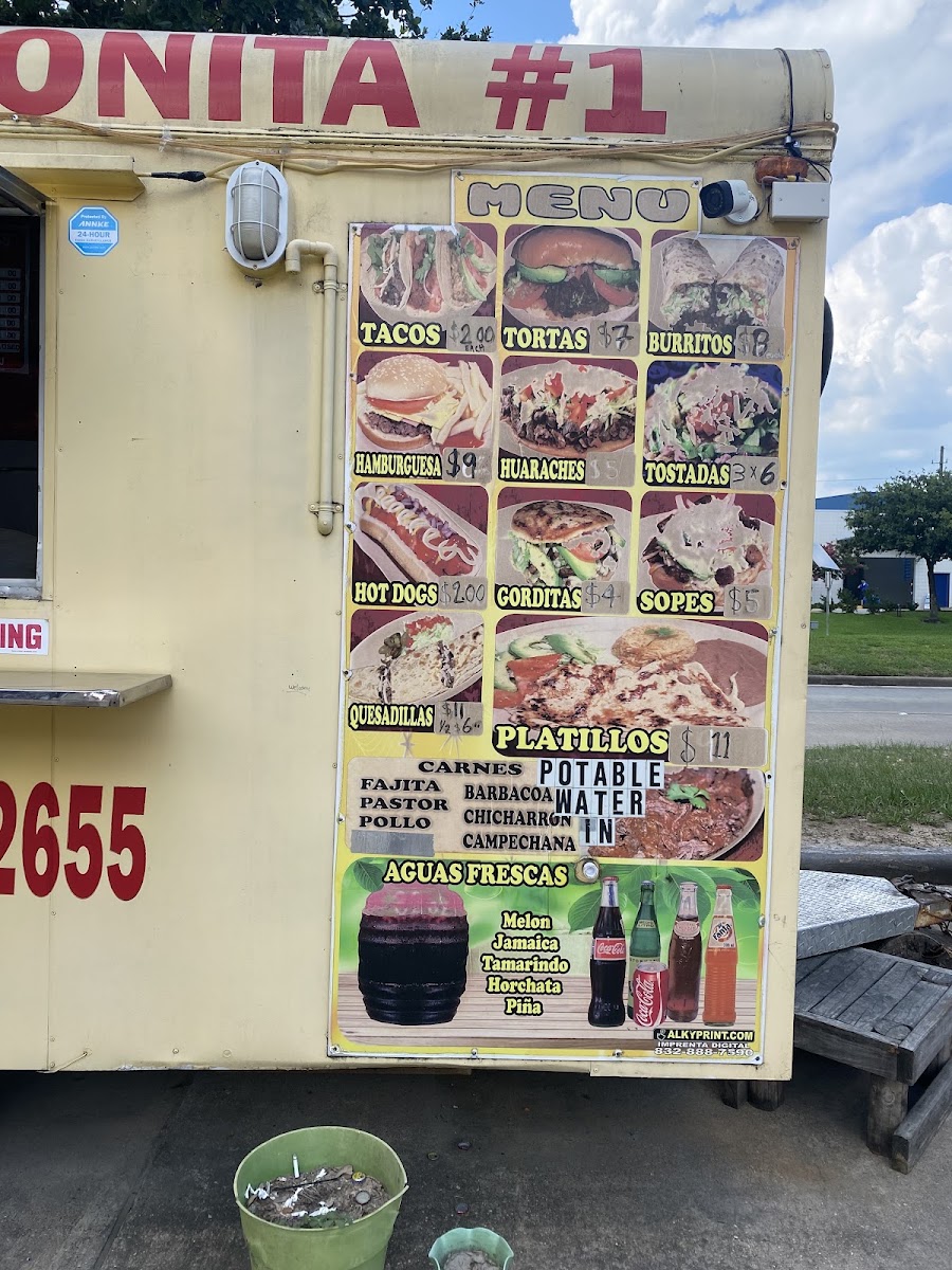 Taqueria la Bonita (Food Truck) menu board