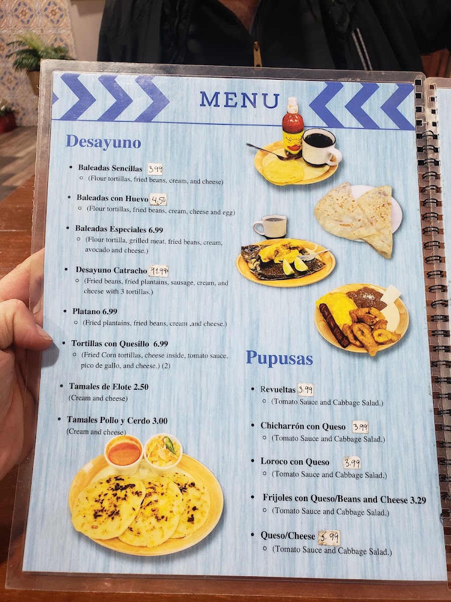 Nuestra Honduras Restaurante y Taqueria #2 menu board