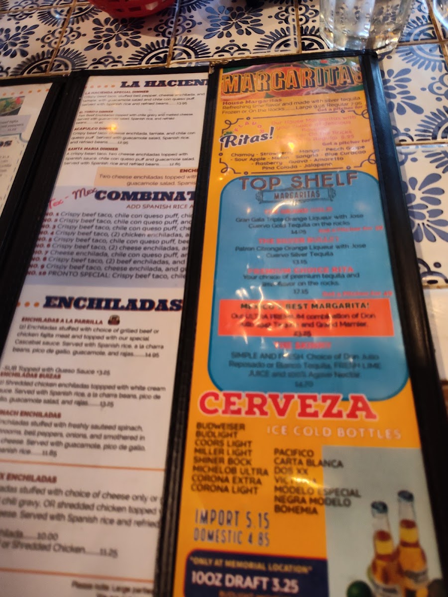 La Hacienda Mexican Restaurant menu board