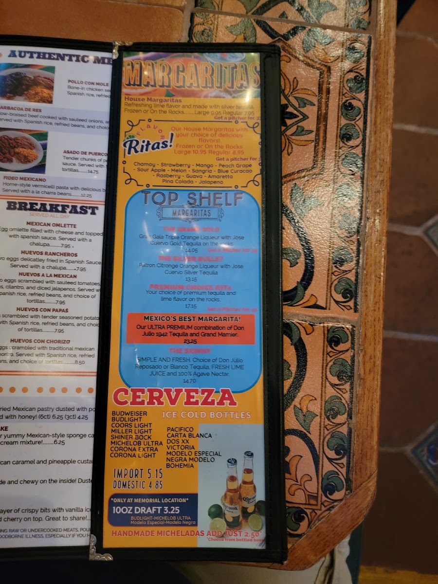 La Hacienda Mexican Restaurant menu board