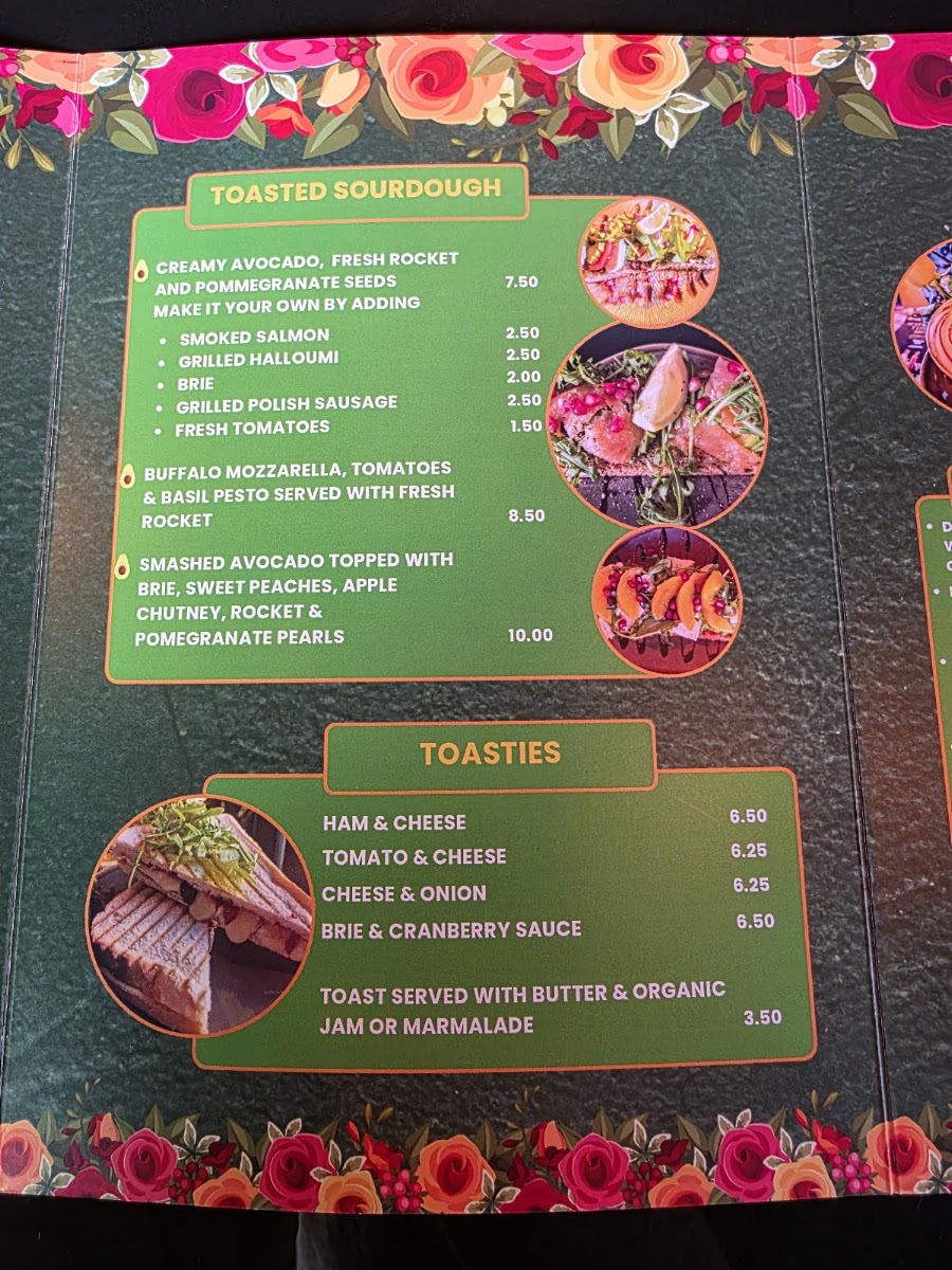 Cafe by Jo menu board