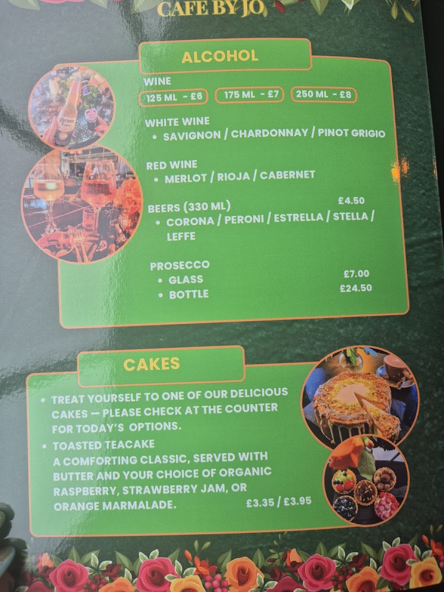 Cafe by Jo menu board