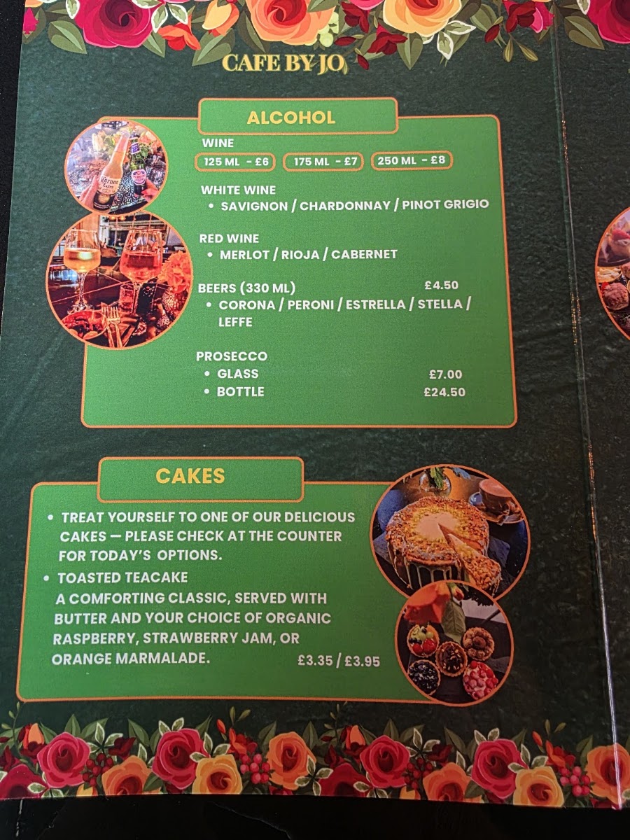 Cafe by Jo menu board