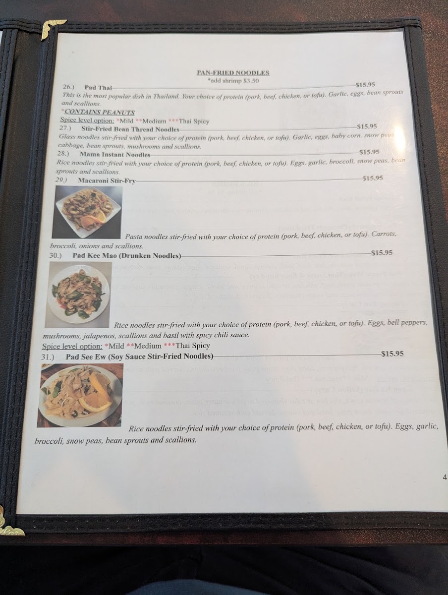 Lily's Thai Cafe menu board