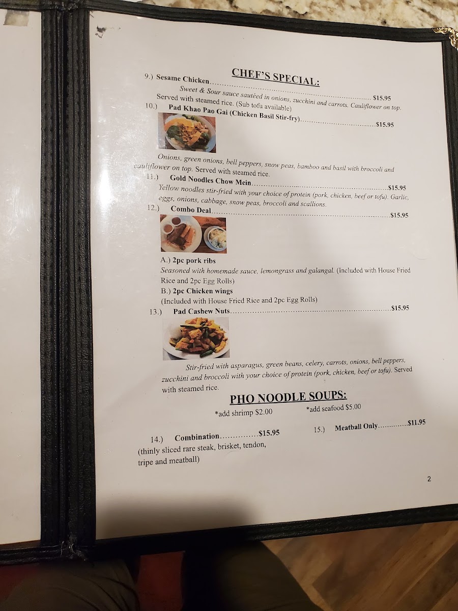 Lily's Thai Cafe menu board
