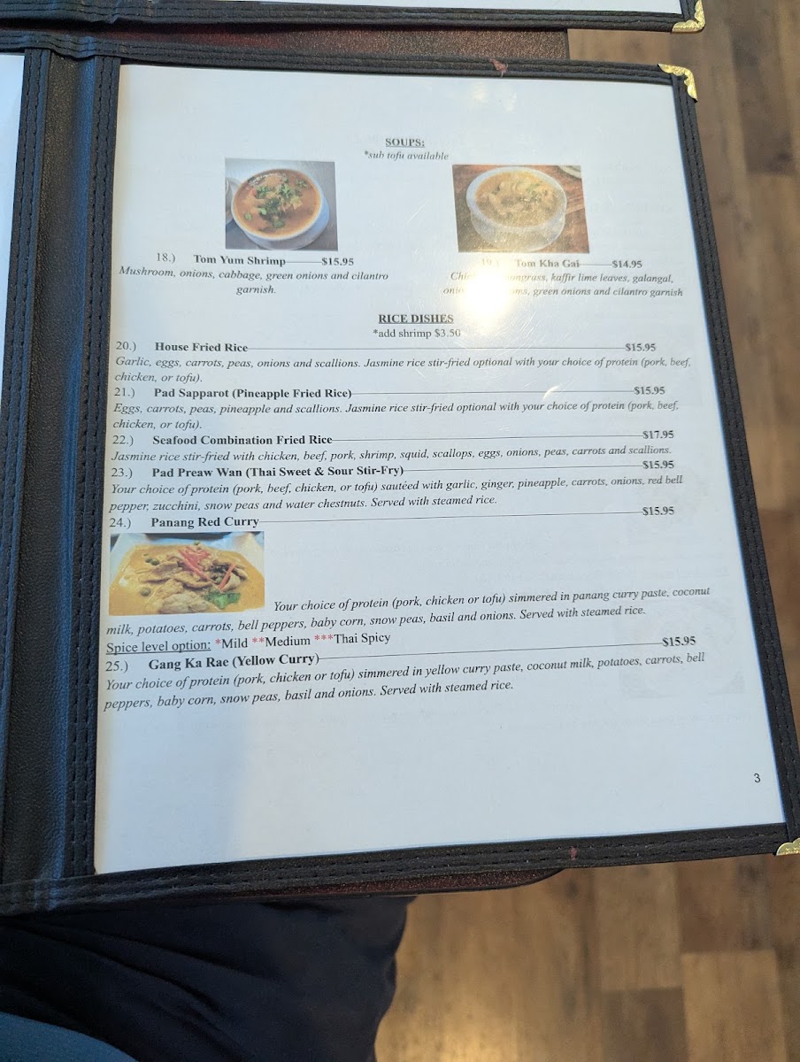 Lily's Thai Cafe menu board