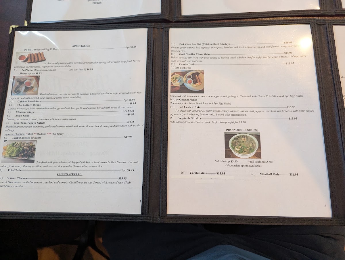 Lily's Thai Cafe menu board