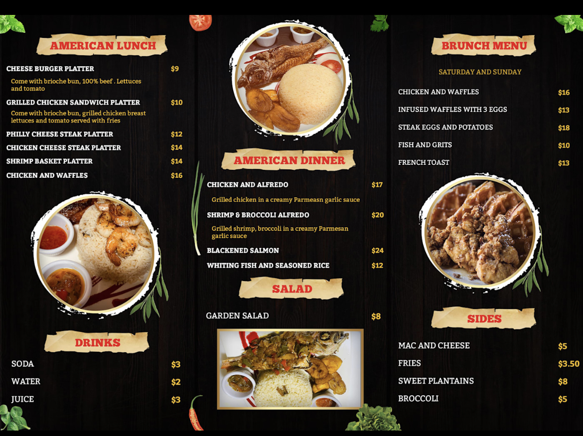 Food Geez on wheels menu board