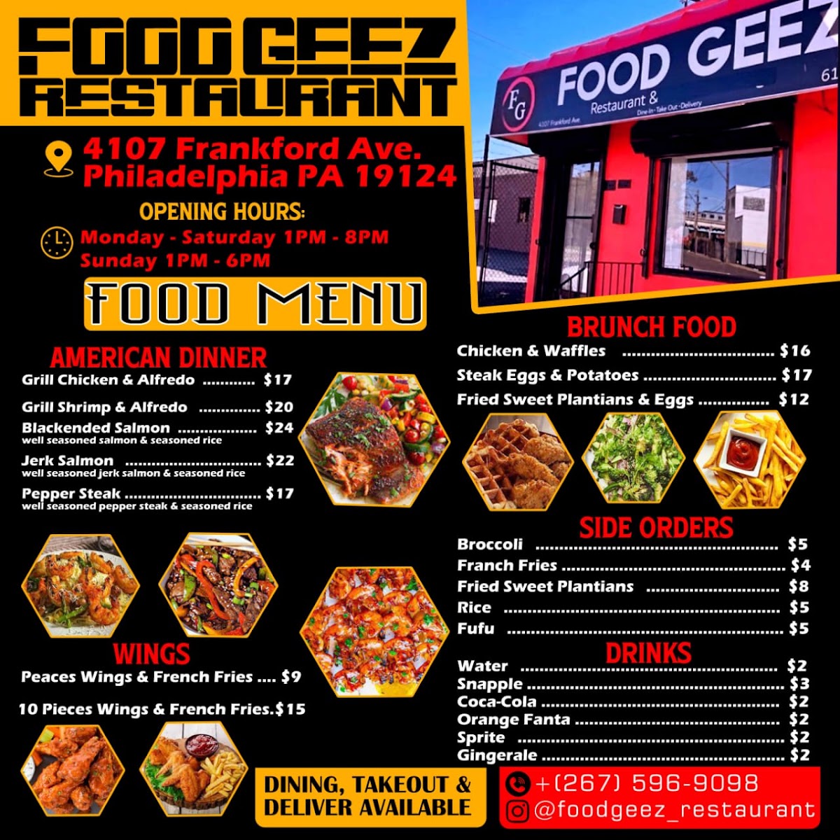 Food Geez on wheels menu board