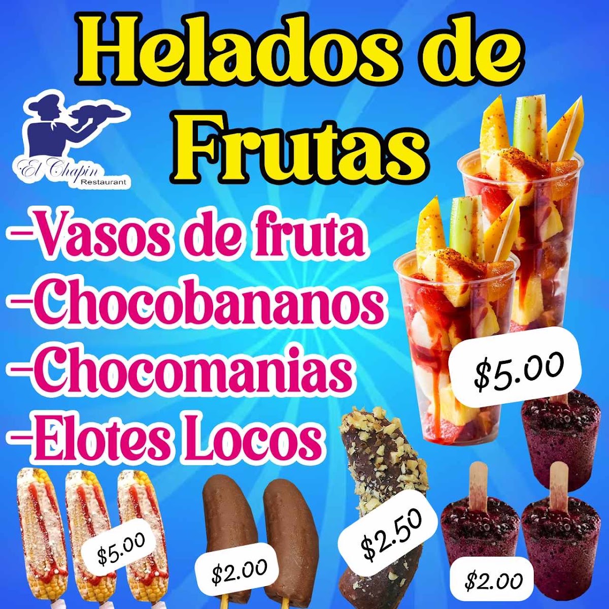 El Chapin Restaurant menu board