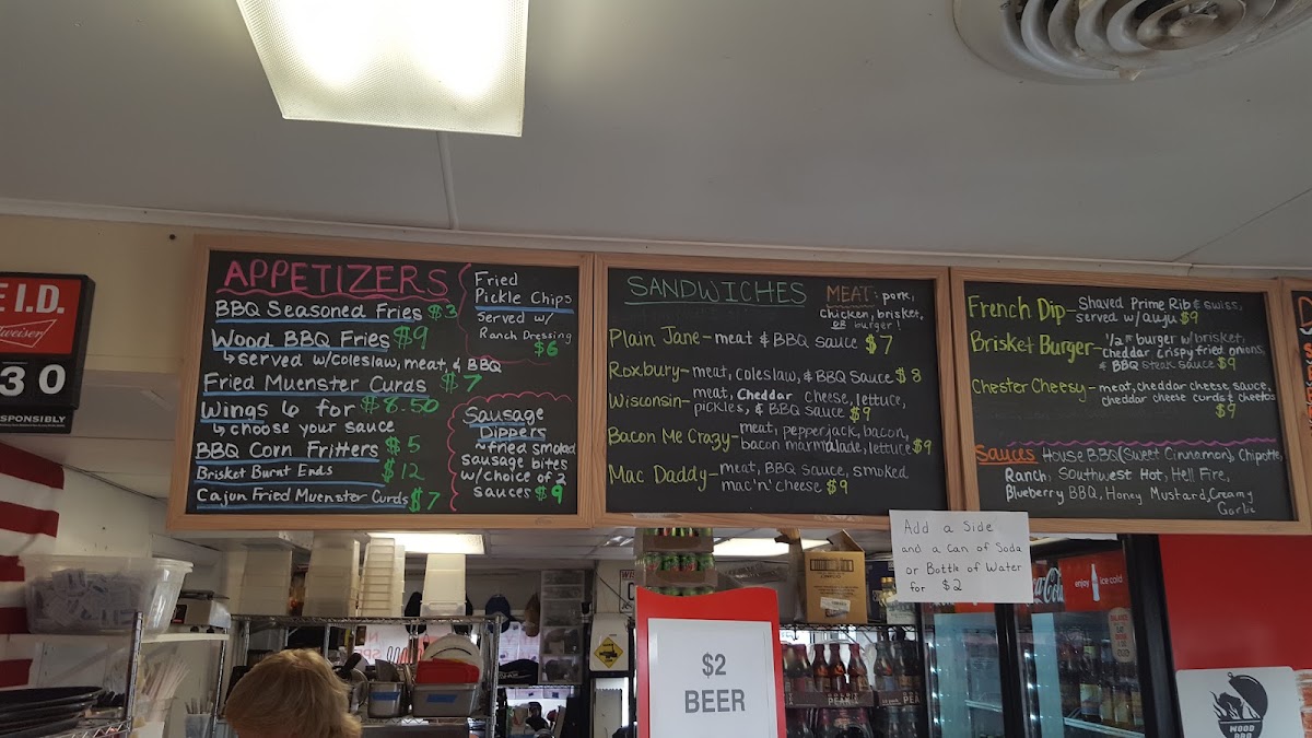 Wood BBQ Catering menu board