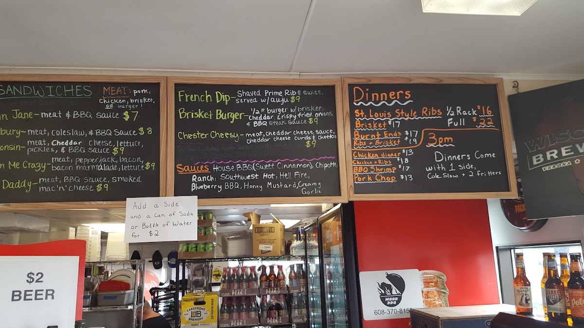 Wood BBQ Catering menu board