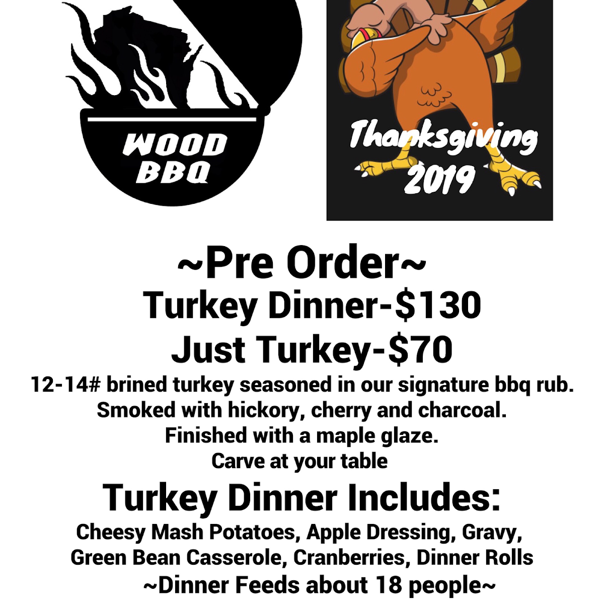 Wood BBQ Catering menu board