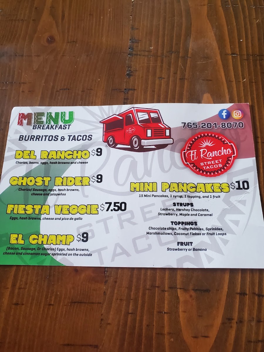 El Rancho menu board