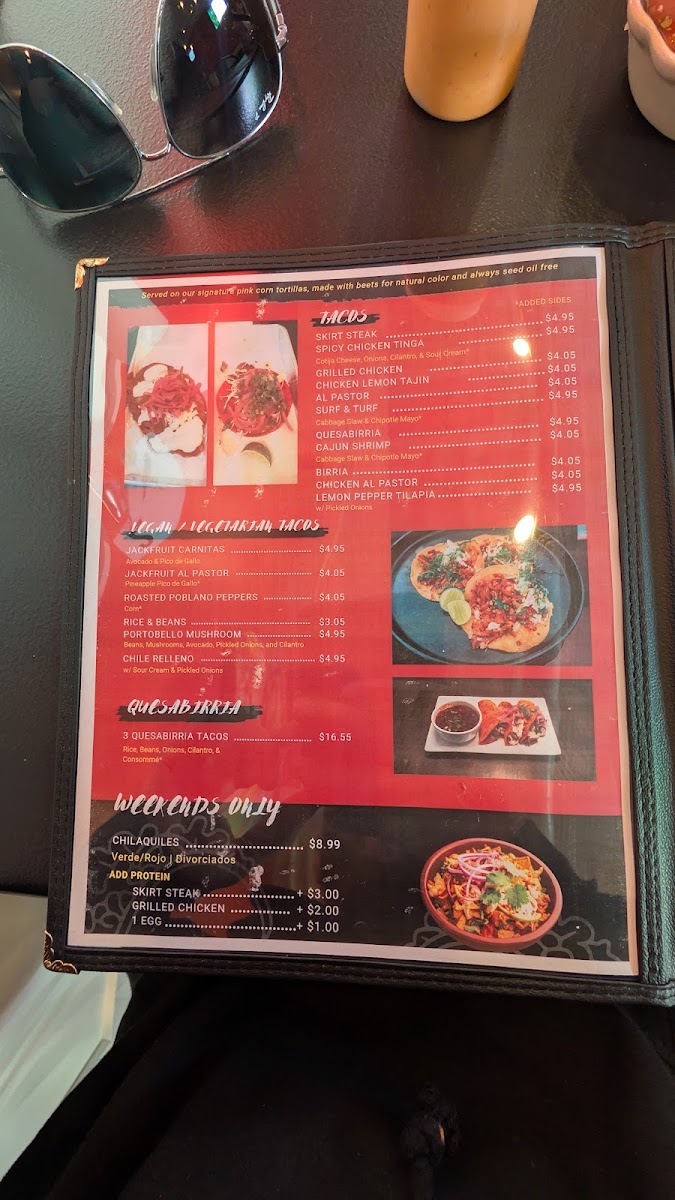 Taco Amor Brookfield menu board