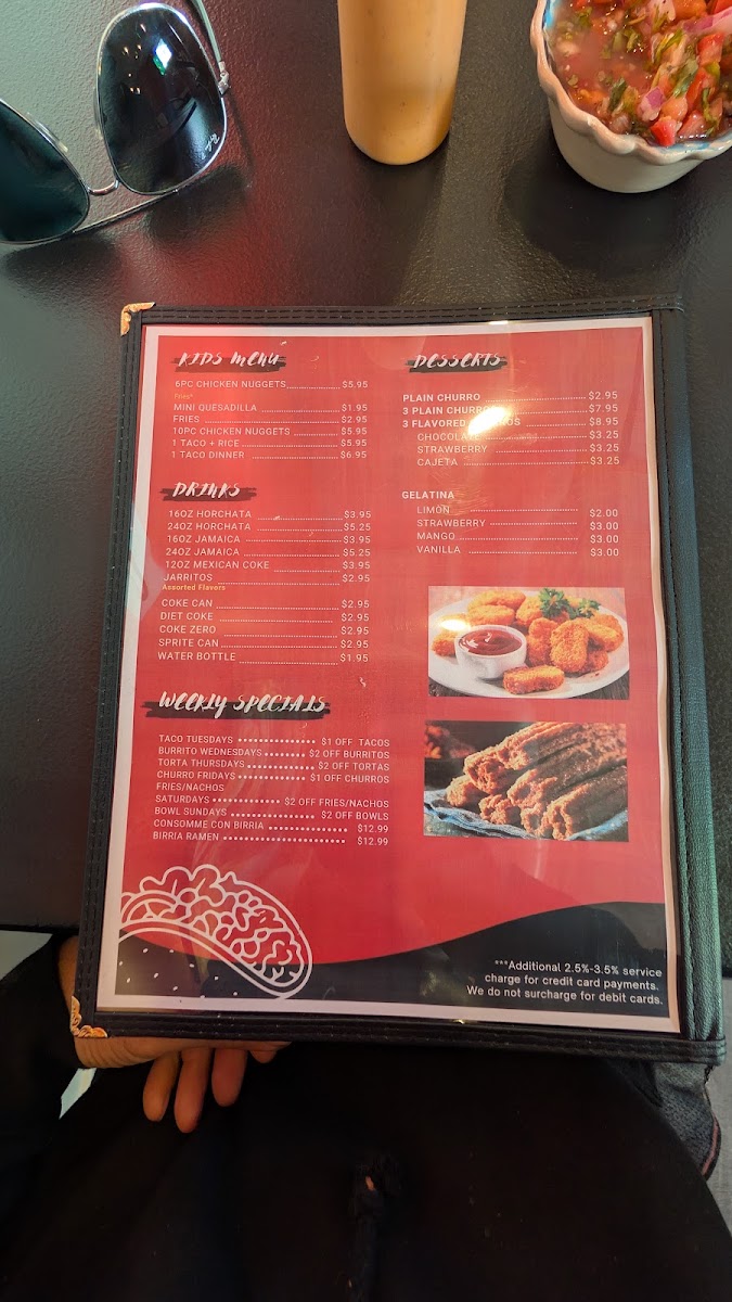 Taco Amor Brookfield menu board