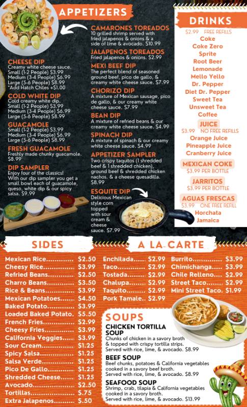 Don Miguel's Mexican Grill menu board