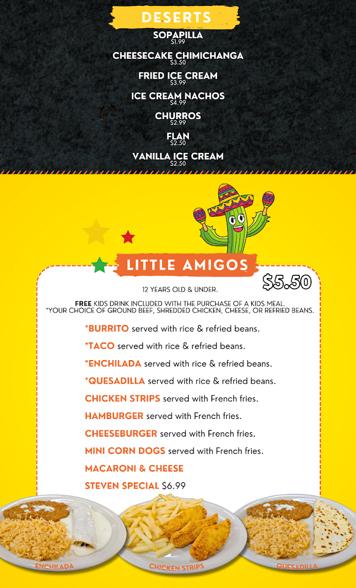 Don Miguel's Mexican Grill menu board
