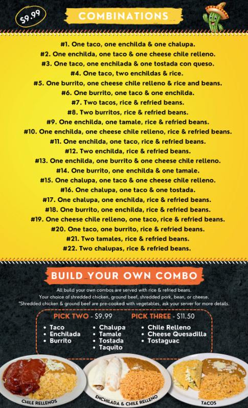 Don Miguel's Mexican Grill menu board